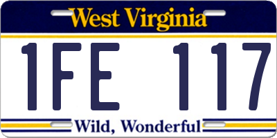 WV license plate 1FE117