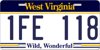 WV license plate 1FE118