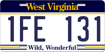 WV license plate 1FE131