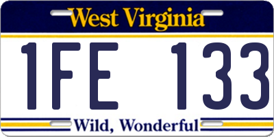 WV license plate 1FE133