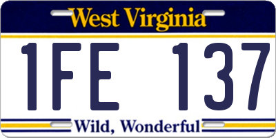 WV license plate 1FE137