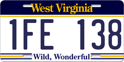 WV license plate 1FE138