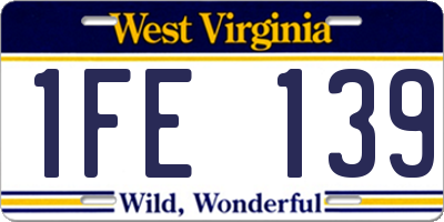 WV license plate 1FE139