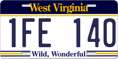 WV license plate 1FE140