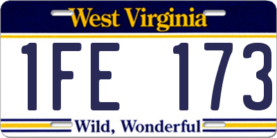 WV license plate 1FE173