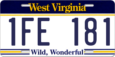 WV license plate 1FE181