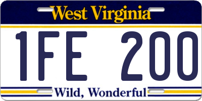 WV license plate 1FE200