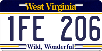 WV license plate 1FE206