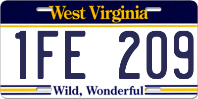 WV license plate 1FE209