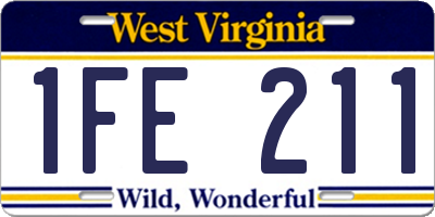 WV license plate 1FE211