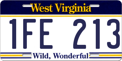 WV license plate 1FE213