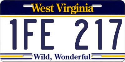 WV license plate 1FE217