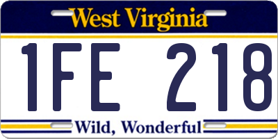 WV license plate 1FE218