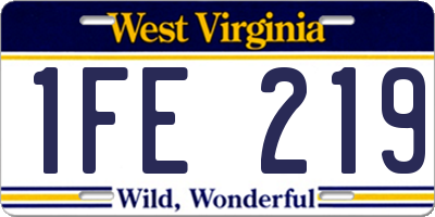 WV license plate 1FE219