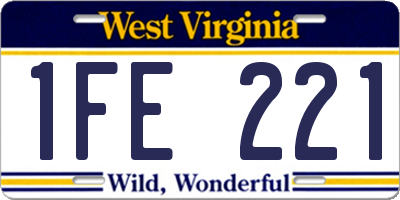 WV license plate 1FE221