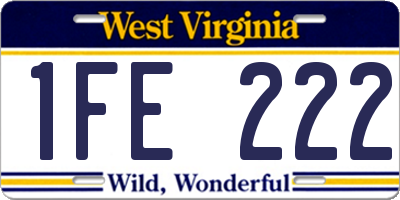 WV license plate 1FE222