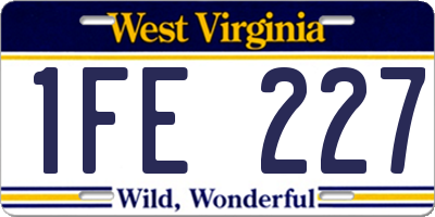 WV license plate 1FE227