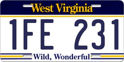 WV license plate 1FE231