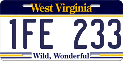 WV license plate 1FE233