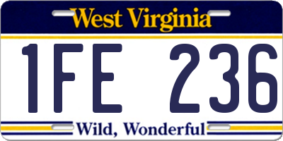WV license plate 1FE236