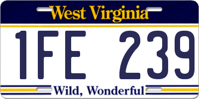 WV license plate 1FE239