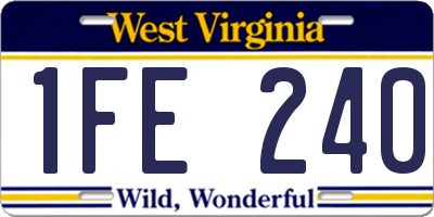 WV license plate 1FE240