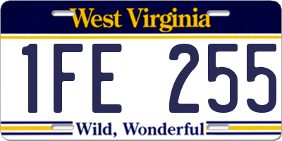 WV license plate 1FE255