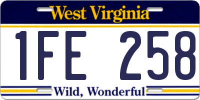 WV license plate 1FE258