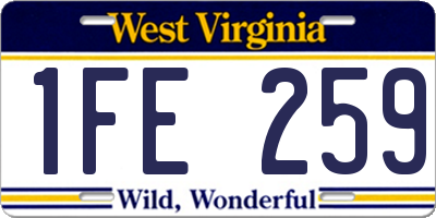 WV license plate 1FE259