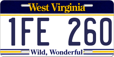 WV license plate 1FE260