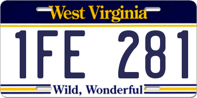 WV license plate 1FE281