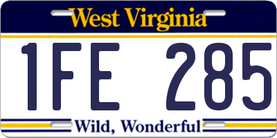 WV license plate 1FE285