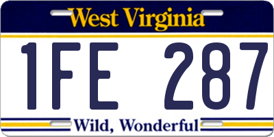 WV license plate 1FE287