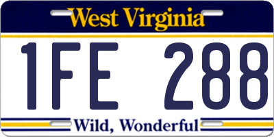 WV license plate 1FE288