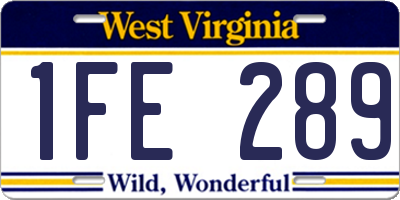 WV license plate 1FE289