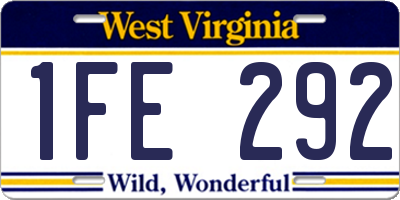 WV license plate 1FE292