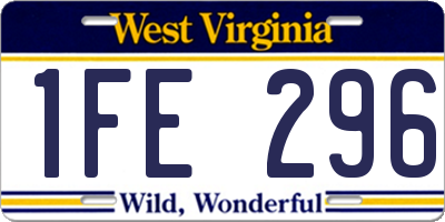 WV license plate 1FE296