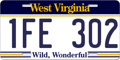 WV license plate 1FE302