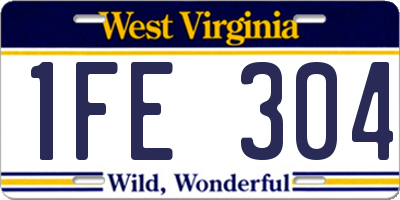WV license plate 1FE304