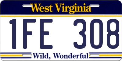 WV license plate 1FE308