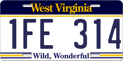 WV license plate 1FE314