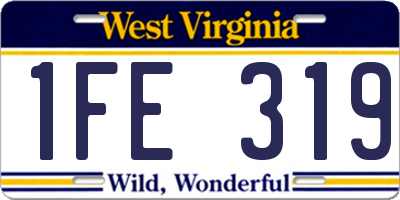 WV license plate 1FE319