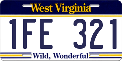 WV license plate 1FE321