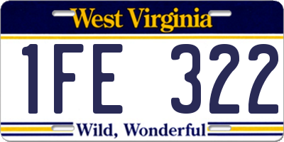 WV license plate 1FE322