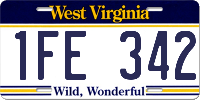 WV license plate 1FE342