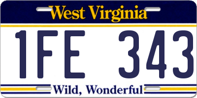 WV license plate 1FE343