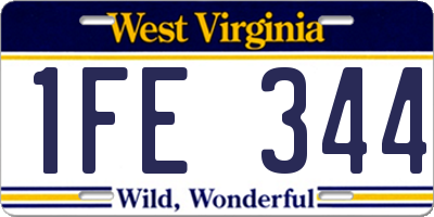 WV license plate 1FE344