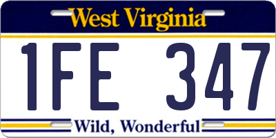 WV license plate 1FE347