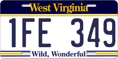 WV license plate 1FE349