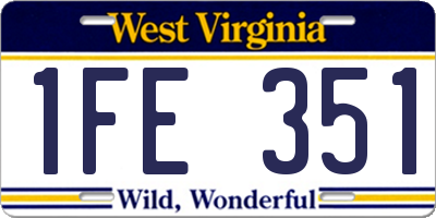 WV license plate 1FE351